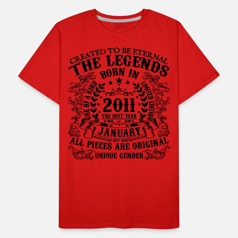 Anniversaire 2011 Janvier 2011 né en Janvier 2011 T-shirt bio Premium Homme