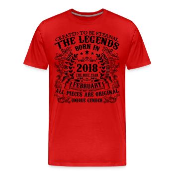 Anniversaire 2018 Février 2018 né en Février 2018 - T-shirt bio Premium Homme - rouge - Devant - Damien (186cm)
