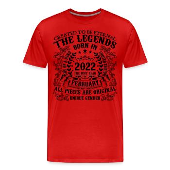 Anniversaire 2022 Février 2022 né en Février 2022 - T-shirt bio Premium Homme - rouge - Devant - Damien (186cm)