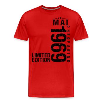 Anniversaire Mai 1969 Mai né en Mai - T-shirt bio Premium Homme - rouge - Devant - Damien (186cm)