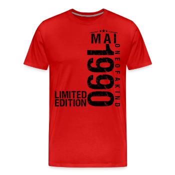 Anniversaire Mai 1990 Mai né en Mai - T-shirt bio Premium Homme - rouge - Devant - Damien (186cm)
