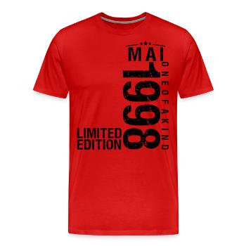 Anniversaire Mai 1998 Mai né en Mai - T-shirt bio Premium Homme - rouge - Devant - Damien (186cm)