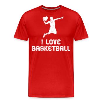 J’aime le basket-ball – Cœur pour le terrain - T-shirt bio Premium Homme - rouge - Devant - Damien (186cm)