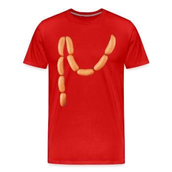 Die Würstchen der Wiener - Männer Premium Bio T-Shirt - Rot - Vorne - Damien (186cm)