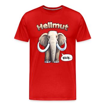 Elefant Weißes Helles Mammut Hellmut Helmut - Männer Premium Bio T-Shirt - Rot - Vorne - Damien (186cm)
