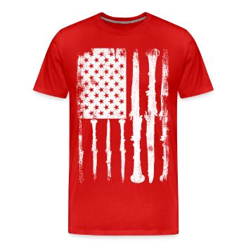 Clarinette USA Flag - T-shirt bio Premium Homme - rouge - Devant - Damien (186cm)