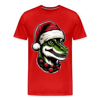 T-Rex de Noël : l’ des fêtes des dinosaures - T-shirt bio Premium Homme - rouge - Devant - Damien (186cm)