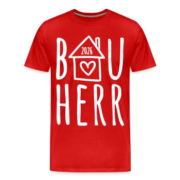 Bauherr 2026 - Männer Premium Bio T-Shirt - Rot - Vorne - Damien (186cm)