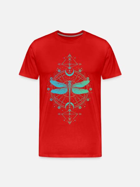 Astronomie - Libelle Mandala Türkisblau - Männer Premium Bio T-Shirt - Rot