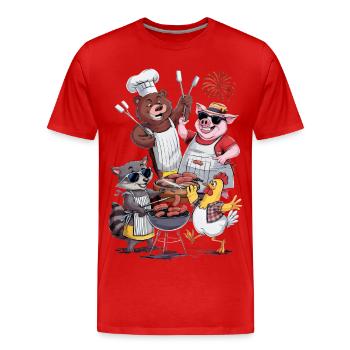 Papa Barbecue Grillades Roi du BBQ Humour - T-shirt bio Premium Homme - rouge - Devant - Damien (186cm)