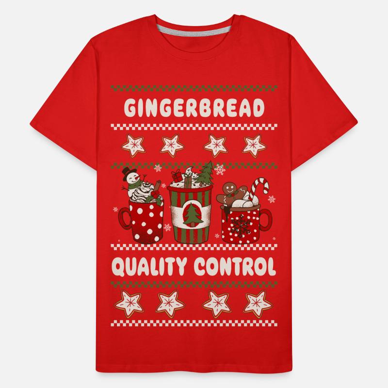 Gingerbread Quality Control - Christmas Men's Premium Organic T-Shirt