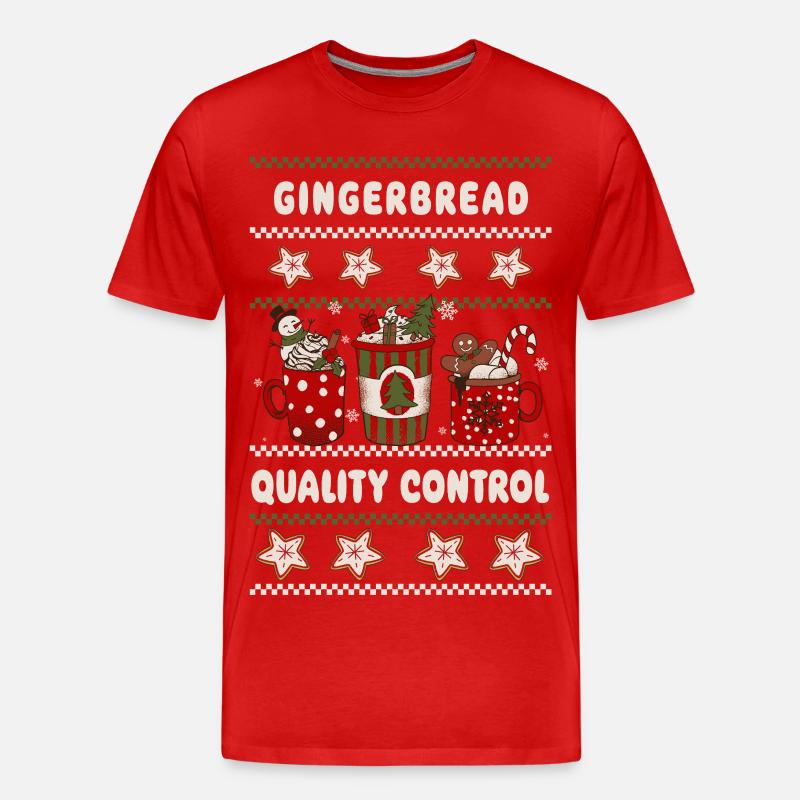 Gingerbread Quality Control - Weihnachten - Männer Premium Bio T-Shirt - Rot