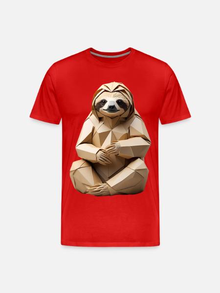 Polygon Sloth Snuggle Design - Men's Premium Organic T-Shirt - red