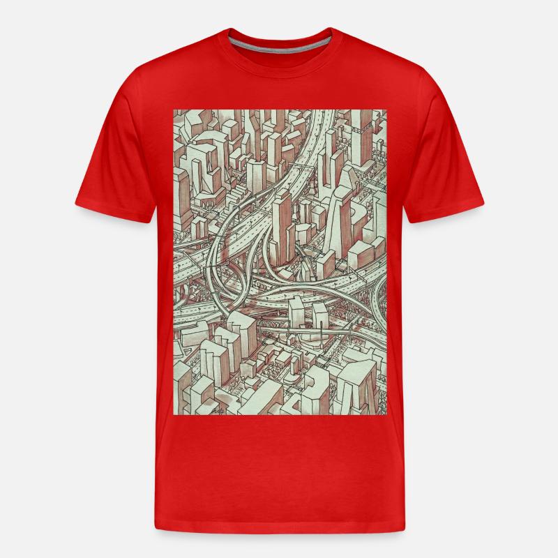 Wireframe Intersection - Männer Premium Bio T-Shirt - Rot