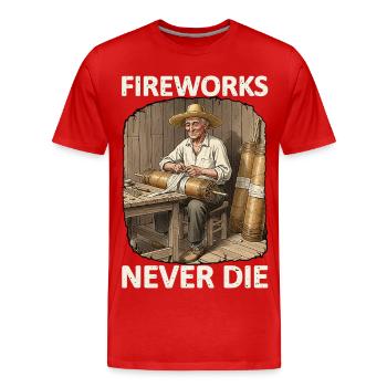 Fireworks Never Die Pyro - Männer Premium Bio T-Shirt - Rot - Vorne - Damien (186cm)
