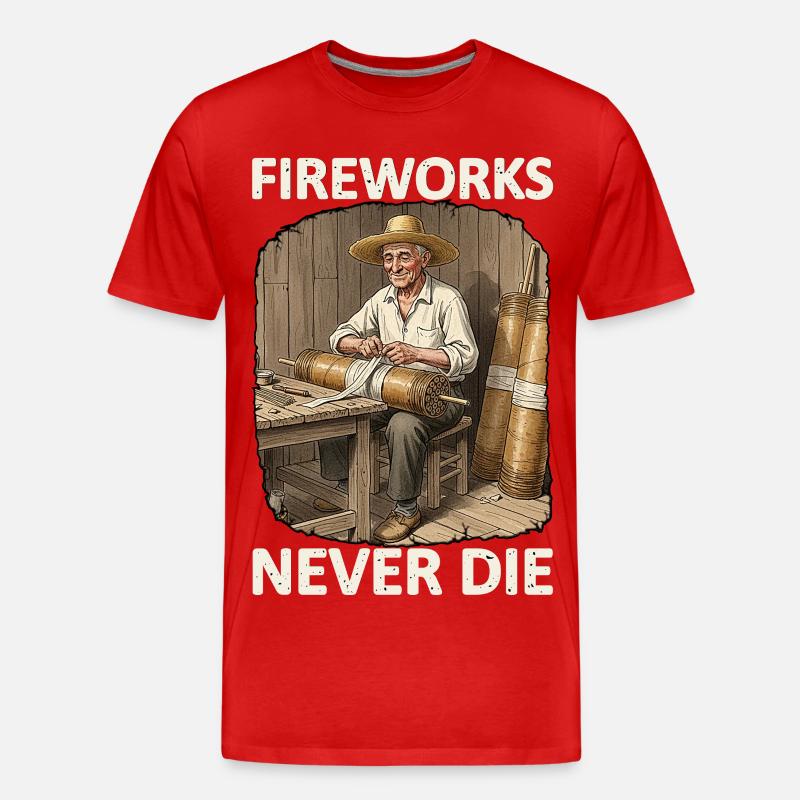 Fireworks Never Die Pyro - Männer Premium Bio T-Shirt - Rot