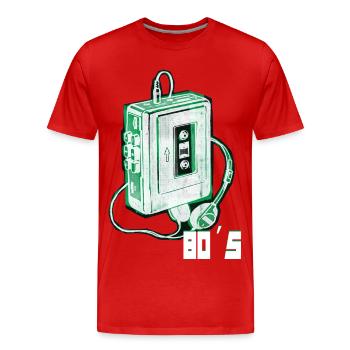 80er Jahre - Männer Premium Bio T-Shirt - Rot - Vorne - Damien (186cm)