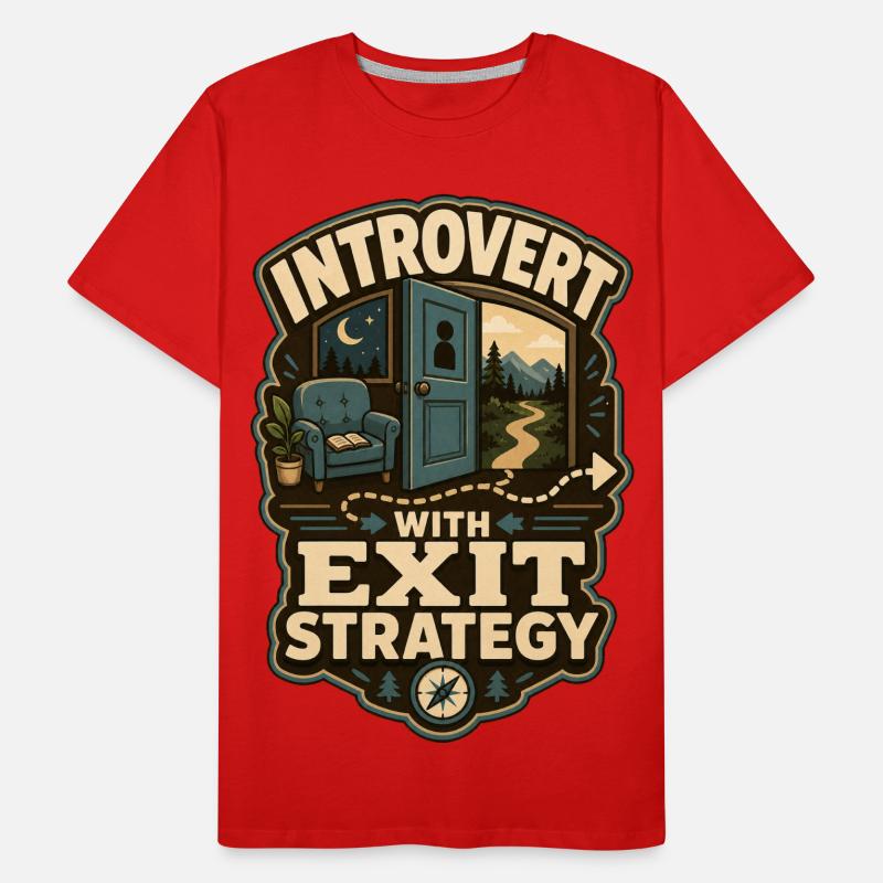 Introvert With Exit Strategy Männer Premium Bio T-Shirt