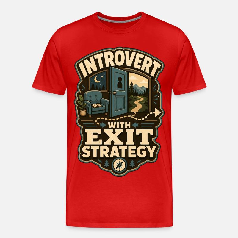 Introvert With Exit Strategy - Men's Premium Organic T-Shirt - red