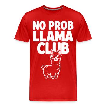 No Prob Llama Club with cool sunglasses - Men's Premium Organic T-Shirt - red - Front - Damien (186cm)