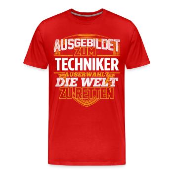 TECHNIKER - Der Auserwählte - Männer Premium Bio T-Shirt - Rot - Vorne - Damien (186cm)