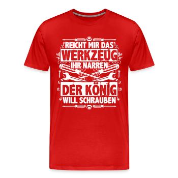 Der König will schrauben - Männer Premium Bio T-Shirt - Rot - Vorne - Damien (186cm)