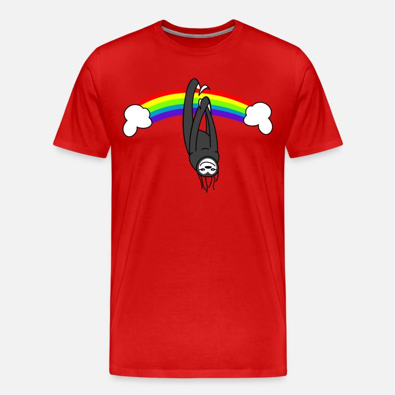 Faultier mit Regenbogen - Männer Premium Bio T-Shirt - Rot