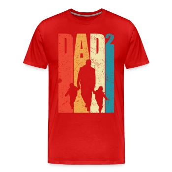 Dad Hoch 2 Papa Hoch 2 Kinder Zweifacher Vatertag - Männer Premium Bio T-Shirt - Rot - Vorne - Damien (186cm)