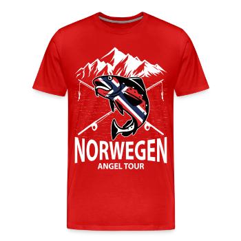 Norwegen Angel Tour - Männer Premium Bio T-Shirt - Rot - Vorne - Damien (186cm)