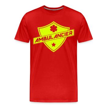 blason ambulancier - T-shirt bio Premium Homme - rouge - Devant - Damien (186cm)