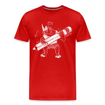 Royal Rhino – Roi créatif avec stylo - T-shirt bio Premium Homme - rouge - Devant - Damien (186cm)