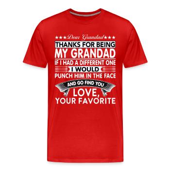 Dear Grandad... - Men's Premium Organic T-Shirt - red - Front - Damien (186cm)