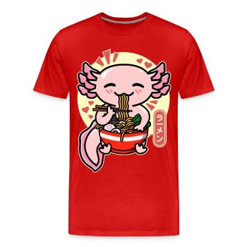 Axolotl ramen sunset japon - T-shirt bio Premium Homme - rouge - Devant - Damien (186cm)