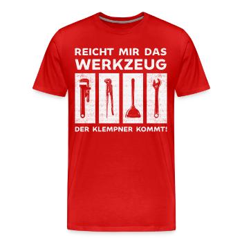 Reicht mir das Werkzeug der Klempner kommt - Männer Premium Bio T-Shirt - Rot - Vorne - Damien (186cm)
