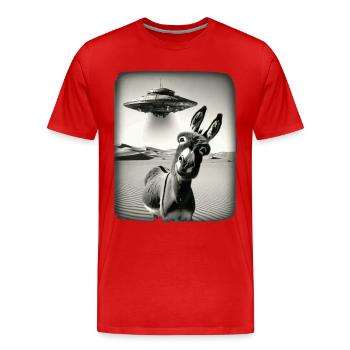 Âne avec Ufo Vintage - T-shirt bio Premium Homme - rouge - Devant - Damien (186cm)