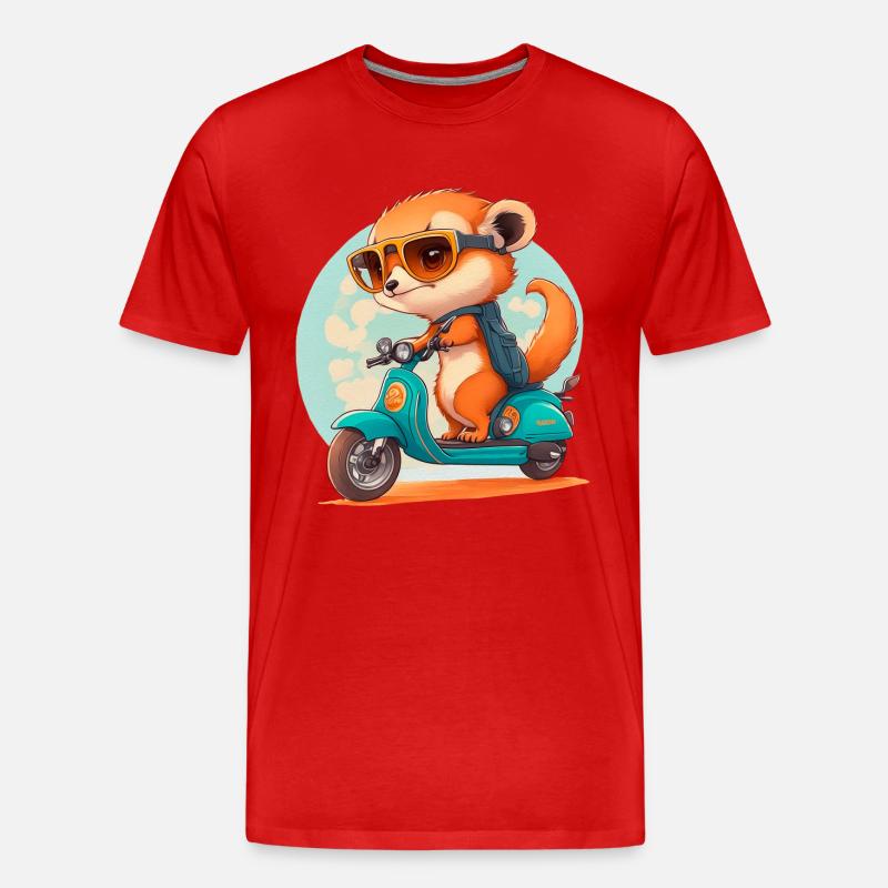Escooting Erdmännchen Escooter Elektroroller - Männer Premium Bio T-Shirt - Rot