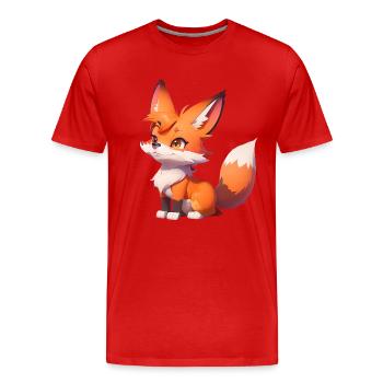 Adorable Chibi Fox - T-shirt bio Premium Homme - rouge - Devant - Damien (186cm)