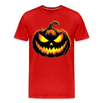 Spooky Pumpkin Face Halloween - Men's Premium Organic T-Shirt - red - Front - Damien (186cm)
