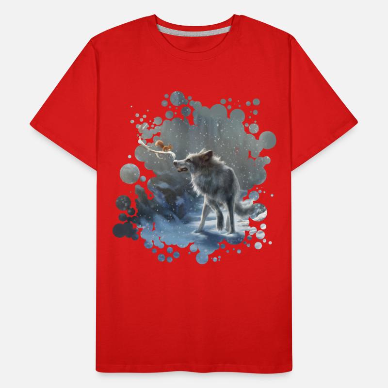 Wolf Eichhörnchen Winter Männer Premium Bio T-Shirt