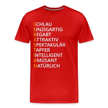 Sebastian Name Geschenk - Männer Premium Bio T-Shirt - Rot - Vorne - Damien (186cm)