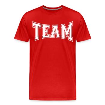 Team - Männer Premium Bio T-Shirt - Rot - Vorne - Damien (186cm)