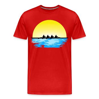 Aviron, équipe masculine d’aviron, eau et soleil - T-shirt bio Premium Homme - rouge - Devant - Damien (186cm)
