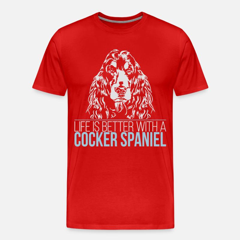 Cocker Spaniel Life is better Spruch Wilsigns - Men's Premium Organic T-Shirt - red