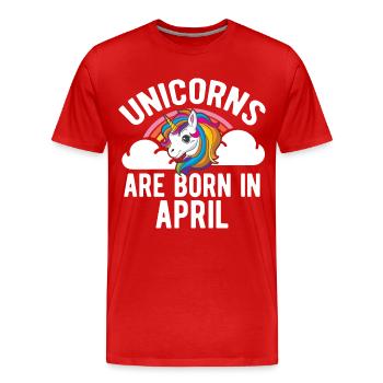 Les licornes sont nées en avril Chemise Mois d’anniversaire - T-shirt bio Premium Homme - rouge - Devant - Damien (186cm)