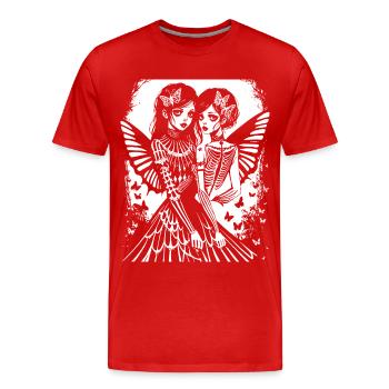 Fairycore Aesthetics Squelette Fée Goth Gothique G - T-shirt bio Premium Homme - rouge - Devant - Damien (186cm)