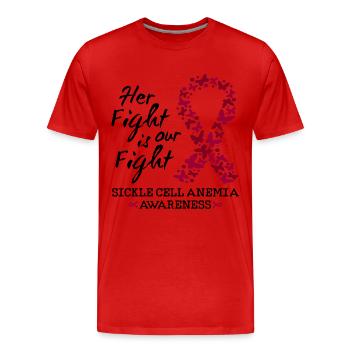 Conscience de l’anémie falciforme d’elle et de lui - T-shirt bio Premium Homme - rouge - Devant - Damien (186cm)