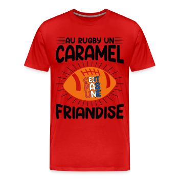 Au Rugby Un Caramel C'est Pas Une Friandise - T-shirt bio Premium Homme - rouge - Devant - Damien (186cm)
