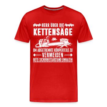 SEIGNEUR DES TRONCONNEUSE - T-shirt bio Premium Homme - rouge - Devant - Damien (186cm)