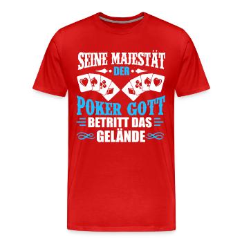 POKER GOTT / KARTEN / GAMBLE / HOBBY - Männer Premium Bio T-Shirt - Rot - Vorne - Damien (186cm)