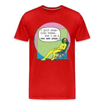 Vitruvian_Man_Leonardo_Da Vinci goes Pop Art - Männer Premium Bio T-Shirt - Rot - Vorne - Damien (186cm)